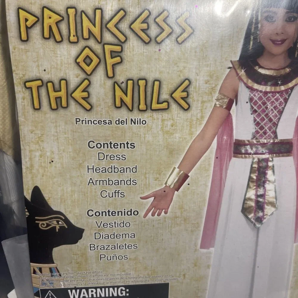 Girls Cleopatra White Dress with Gold Arm Bands Costume  Size XL (14/16) / New